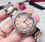 Copy Cartier Ballon Bleu De Cartier SS 2-Tone Rose Gold Diamond Bezel 33mm Watch